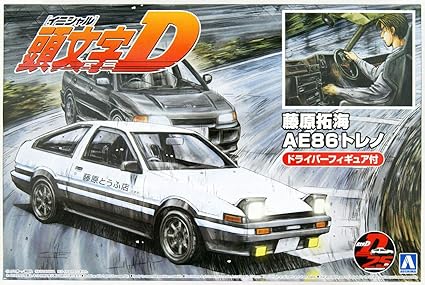 Amazon Com Aoshima 1 24 Scale Initial D Takumi Fujiwara Ae86 Trueno Project D Ver With Driver Figure Plastic Model Building Kit Toys Games