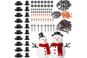 EABUY Snowman Kits, 200PCS Snowman Craft for Kids,Snowman Decorating Kit Includes 120 Christmas Buttons,20 Tiny Top Hats,40 Tiny Hands,20 Mini Carrots Noses