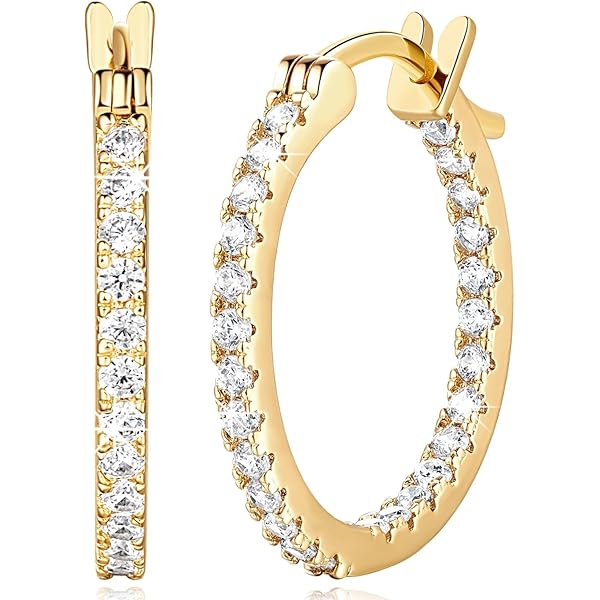 Amazon.com: NEARLAND 14K 金圈耳環女款14K 金耳環防過敏輕量小