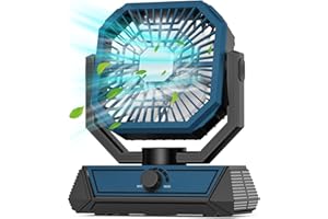 MERIIED Portable Fan Rechargeable, 20000mAh Battery Powered Fan with LED Lantern, Table Fan, Camping Essentials, USB C Battery Operated Camping Fan for Travel, Picnic, Barbecue, Fishing, Office, Home