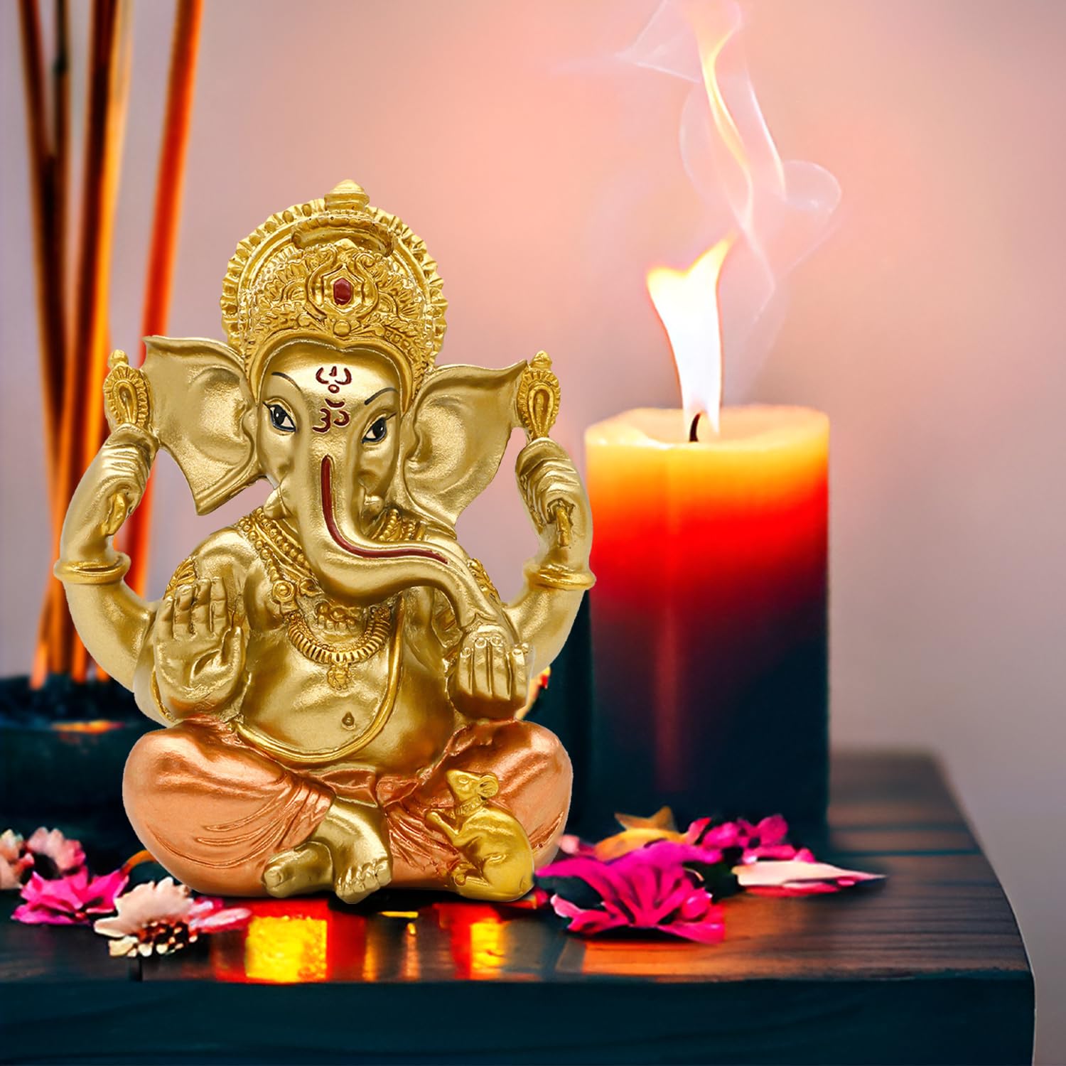 BangBangDa Hindu God Lord Ganesha Sculpture Indian Religious Elephant Buddha Ganesh Statue for Home Office Altar Mandir Pooja Decoration India Temple Puja Items Murti Diwali Gifts