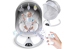 Omzer Electric Baby Swing for Infant - Bluetooth Enabled Remote Control Music Speaker Baby Swing with Timing Function & 5 Swings Speed.