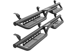 EYOUHZ Running Boards Side Steps Compatible with 2005-2023 Toyota Tacoma Double Cab & Crew Cab (4 Full-Size Doors), Heavy-Duty Two Stair Design Side Rails Nerf Bar Rock Sliders, Textured Black-Star