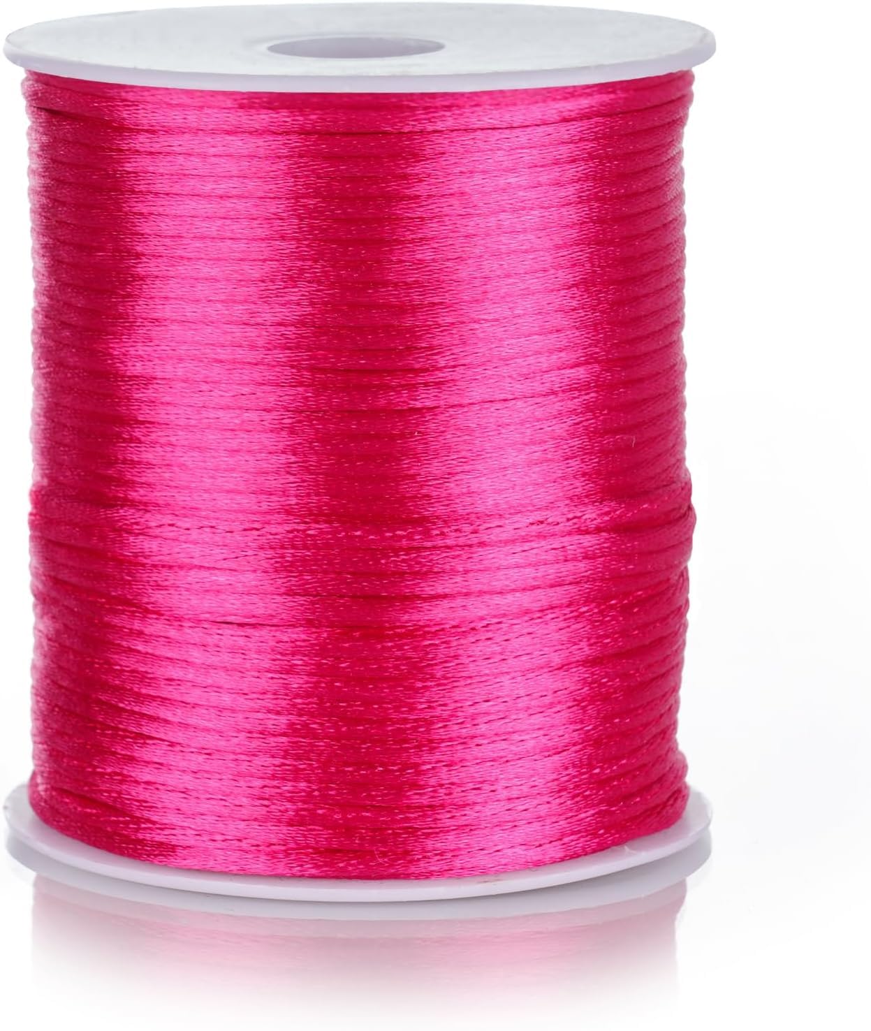 FQTANJU 2mm Nylon Satin Cord, 100 Yards String for Bracelet Jewelry Making, Silky Rattail Macrame Trim, Necklace Bulk Beading Thread, Kumihimo Chinese Knot Craft (Hot Pink)