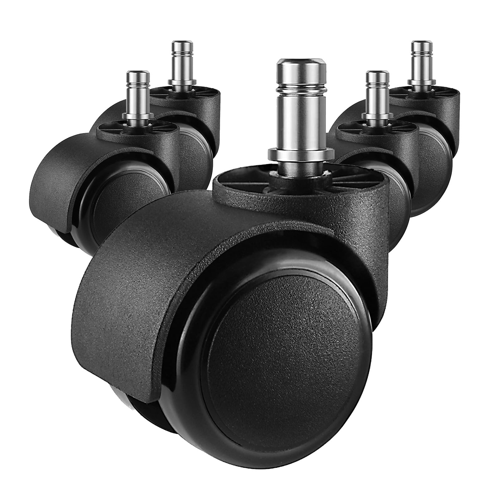 Photo 1 of 2 Inch Wheels for Office Chairs Replacement, 5PCS Mute Heavy Duty Rubber Rotating Computer Desk Chair Caster, Safe for All Wood Floors Carpet, Universal Standard Stem Size Fits 99%