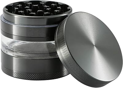 CyanCloud Grinder 2.4 Inch 4 Piece with Stainless Screen Pollen Scraper Gunmetal