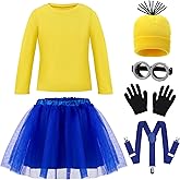 Spooktacular Creations Halloween Child Girl Cute Yellow Shirt Tutu Outfit, Kids Costume Accessories Set for Holiday Parties