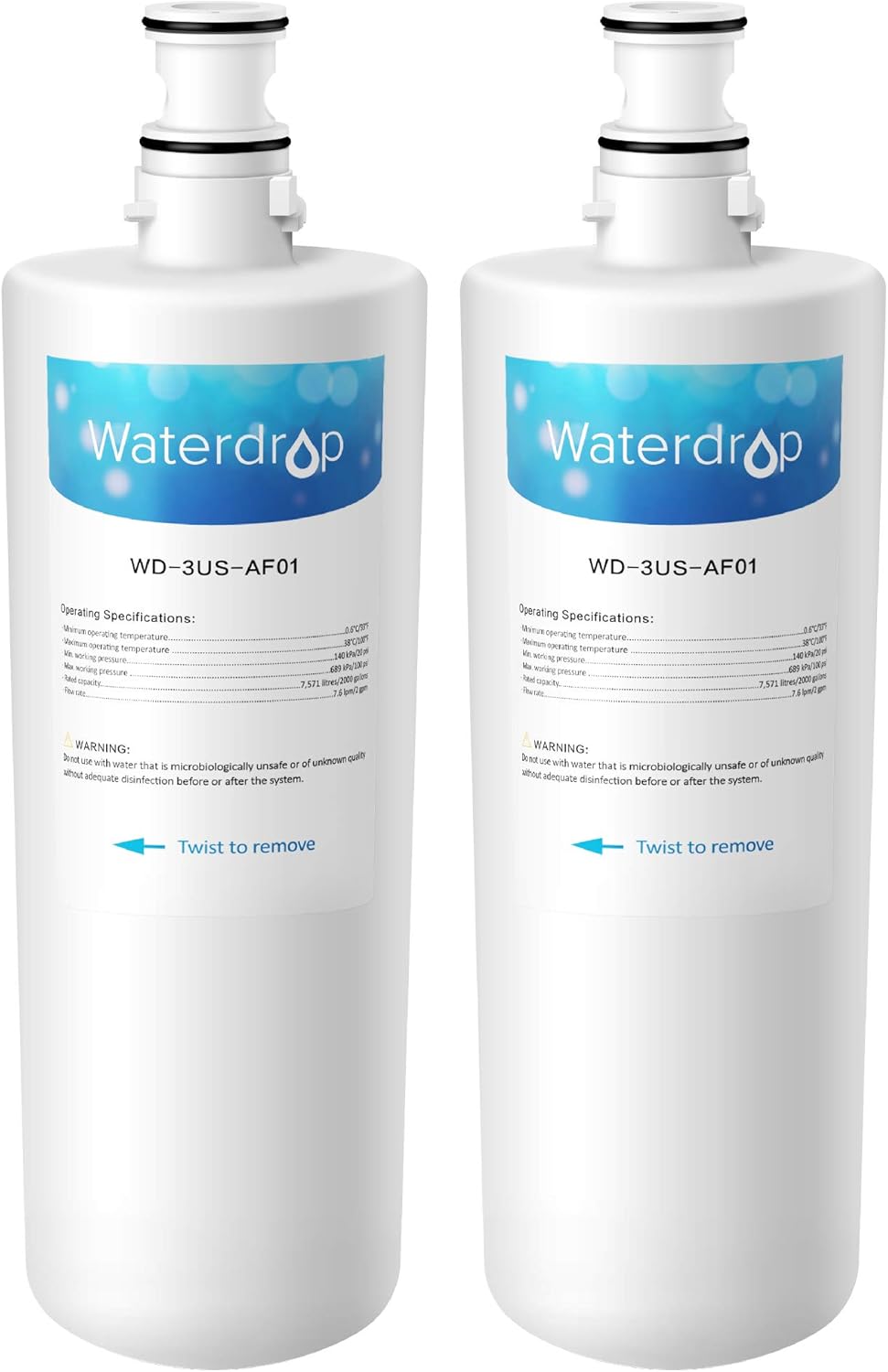 Waterdrop 3US-AF01 Undersink Water Filter, Compatible with Filtrete Standard 3US-AF01, 3US-AS01, Aqua-Pure AP Easy C-CS-FF, Whirlpool WHCF-SRC, WHCF-SUFC, WHCF-SUF, Pack of 2: Home Improvement