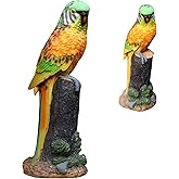 BLLTLLW Macaw Parrot Garden Statue, 10.6" Hand-Painted Tropical Bird Figurine, Decorative Art Deco Accent for Patio and Home, Lifelike Design (Yellow)