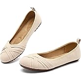 Larwen Womens Comfortable Dress Flats: Classic Suede & Memory Foam for Office All Day - Anti-Slip & Anti-Rub Heel for Confidence in Commute - Working Professionals