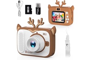 HUUFLYTY Kids Camera Toddler Digital Camera for Ages 3 4 5 6 7 8 9 Years Old Boys Girls, Christmas Birthday Gifts, Kids Digital Camera Toys for Birthday Gifts, Selfie Camera for Childrens (Brown)