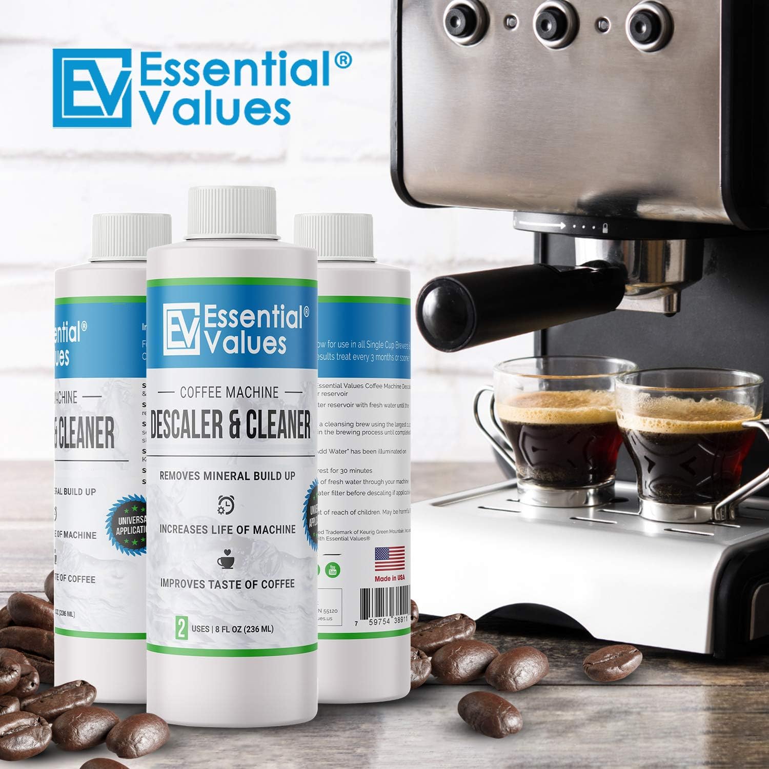 Essential Values DeLonghi Descaler (2 Pack), Universal Descaling