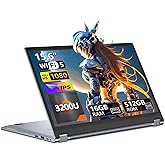 DUNHOO 15.6 Inch 2 in 1 Gaming Laptop, Touchscreen Laptop Computer with Ryzen 3-3200U CPU (up to 3.5GHz) 16GB RAM 512GB SSD Laptops RJ45 WIFI5 BT5.1 HDMI Backlit Keyboard Radeon