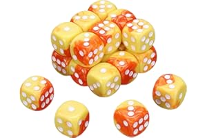 uxcell 24Pcs 6 Sided Colored Standard Dice, 16mm Acrylic D6 Mini Polyhedral Pearl Pattern Two Tone Colors Game Dice Set for T