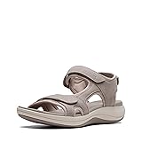 Clarks Women's Mira Bay Flat Sandal, Stone Textile, 9