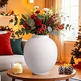 Large Ceramic Vase White Flower Vase,9.8 Inch Tall Big Vase for Home Decor,Minimalist Farmhouse Decorative Vase for Living Room,Dining Table,Bedroom,Kitchen,Entryway,Christmas
