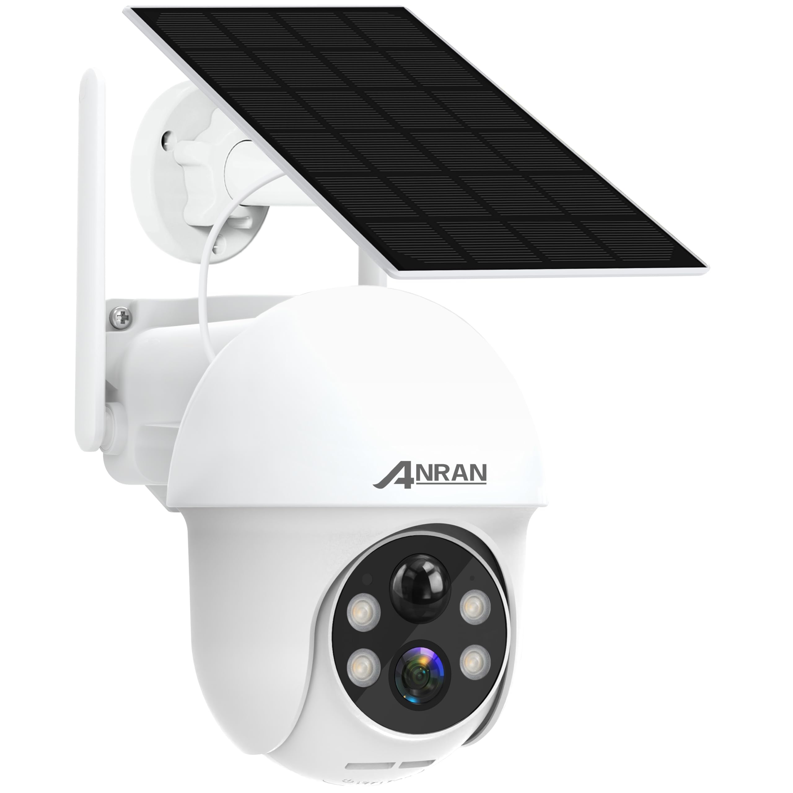 Photo 1 of ANRAN Security Camera Wireless Outdoor, 2K Solar Outdoor Camera with 360° View, Smart Siren, Spotlights, Color Night Vision, PIR Human Detection, Pan Tilt Control, 2-Way Talk, IP65, Q1 White