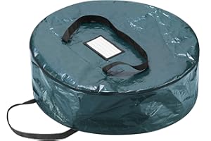 Christmas Wreath Storage Bag - 24-Inch Zippered Tote with Handles - Plastic Container for Artificial Holiday Wreaths and Garlands by Elf Stor (Green)
