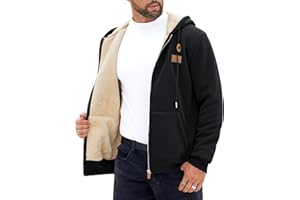 Herberton Men's Zip Up Sherpa-Lined Hoodie Jackets Winter Midweight Fleece Sweatshirt (S-XXL)