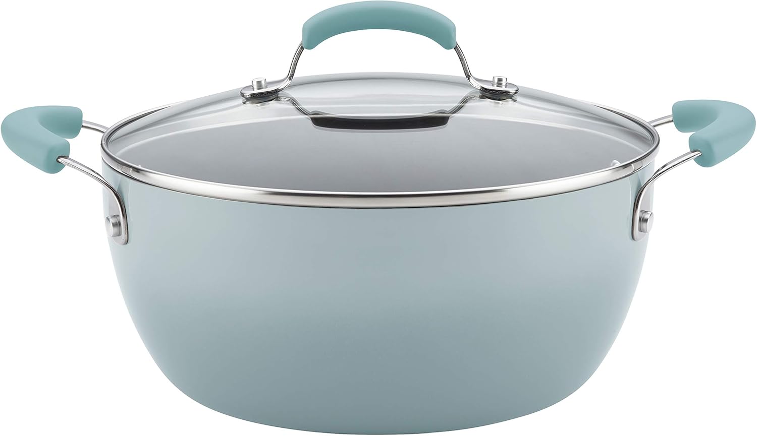 Rachael Ray Classic Brights Collection Porcelain II 5.5 Qt. Covered Casserole, Sky Blue