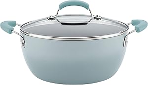 Rachael Ray Classic Brights Collection Porcelain II 5.5 Qt. Covered Casserole, Sky Blue
