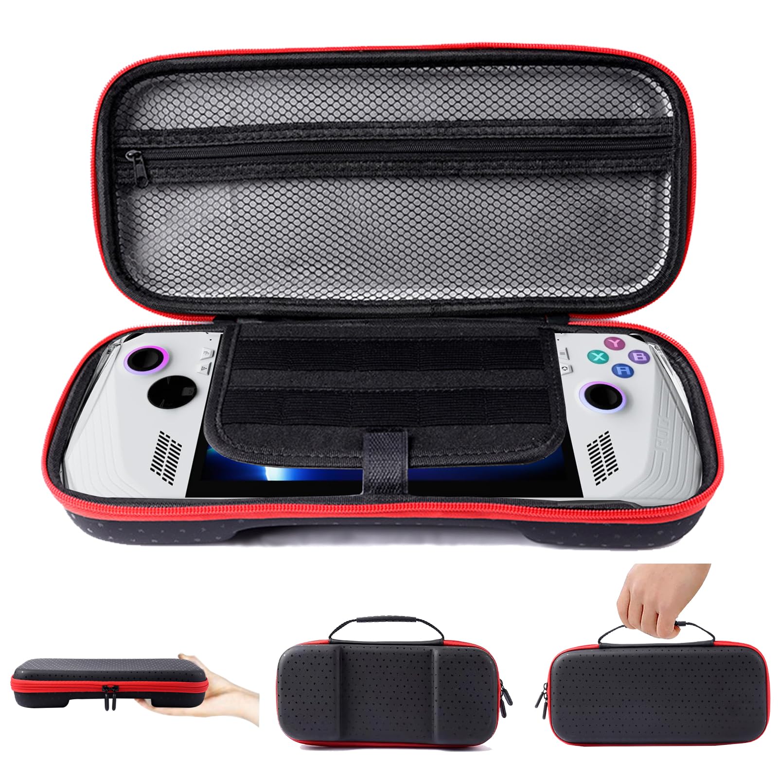 Miimall ASUS ROG Ally X 2024 Case, PU + EVA Hard Protective Travel Case, Anti-Scratch Shockproof Gaming Handheld Carrying Bag With Portable Handle, Black