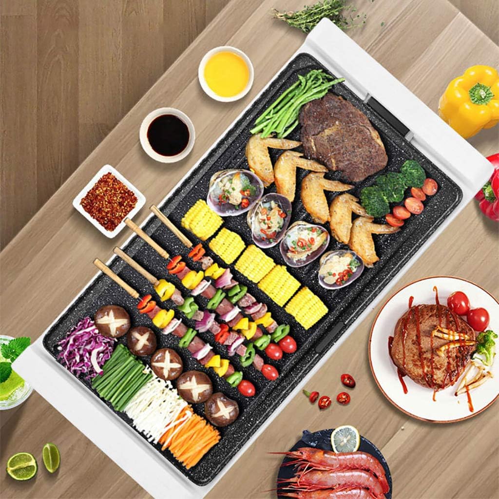 review Smoke-Free Electric Grill, Non-Stick Grill, Detachable, Washable, 5 Levels of Firepower Adjustment, 2000W