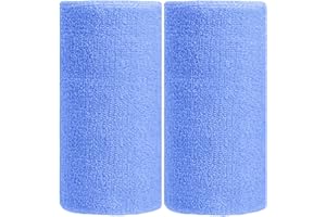 BBOLIVE 6' Inch Wrist Sweatband in 26 Different Neon Colors - Athletic Cotton Terry Cloth - Great for All Outdoor Activity(1 Pair)