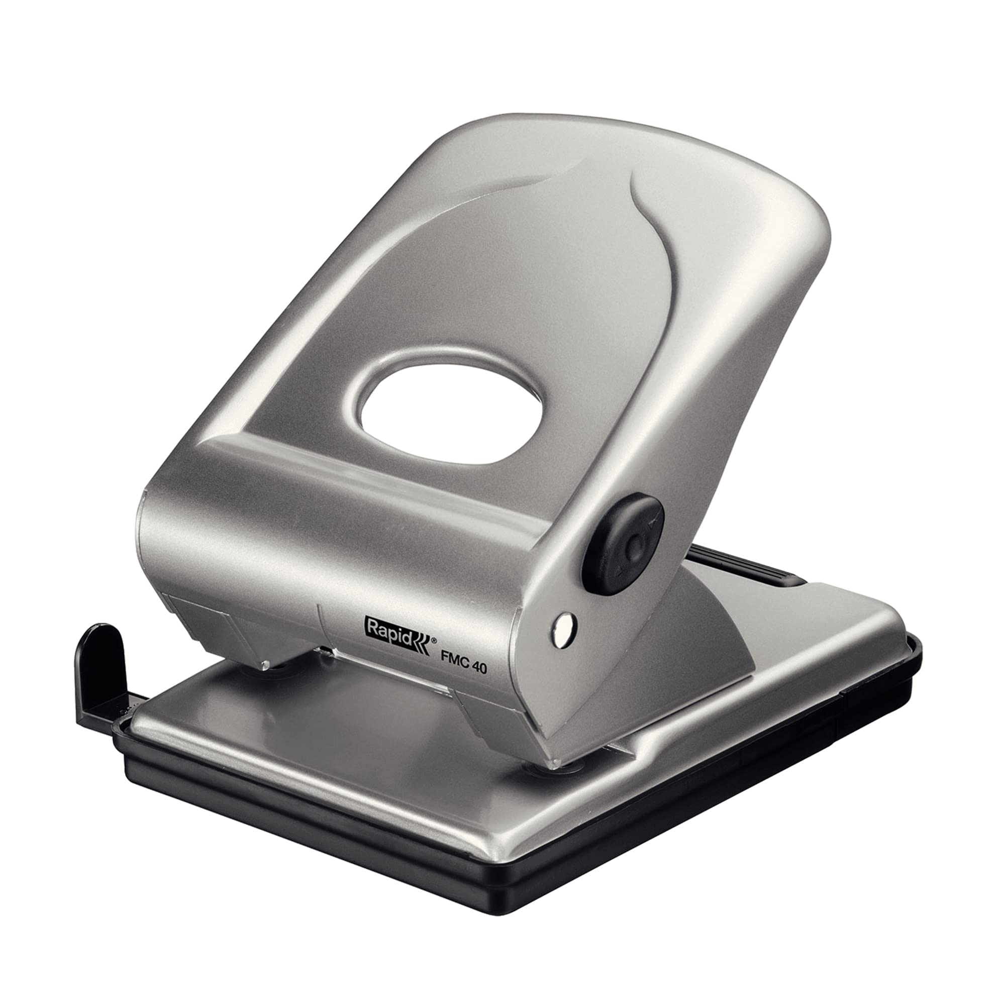 Rapid FMC40 2 Hole Punch, Punches up to 40 Sheets, Adjustable Guide Bar, Metal, Silver, 21835602 — image 1
