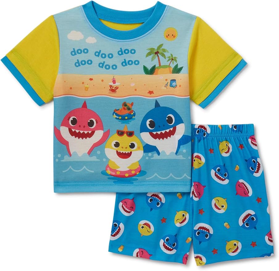 Baby Shark Boys Pajamas Toddler Two Piece PJ Set Short Sleeve Top and