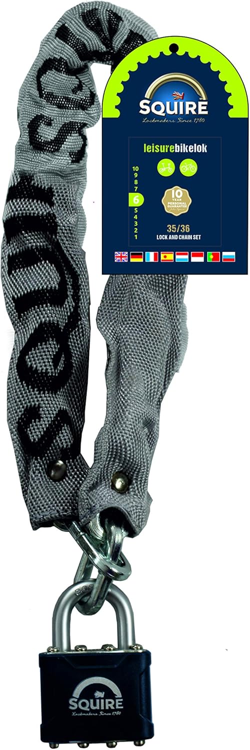 Squire 3536 Henry Steel Padlock and Chain Set,Black - Image 4