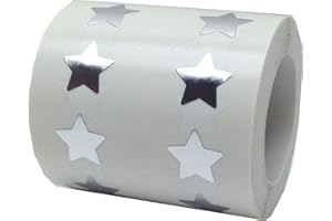 Metallic Silver Star Stickers, 13 mm 1/2 Inch Shiny Labels 1000 Pack