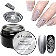 U-Shinein 8ml Metallic Painting Gel, Silver Painted Nail Polish, 3D Metal Painting Drawing Mirror Nail Gel Polish Glossy Soak Off UV/LED DIY Nail Art Manicure