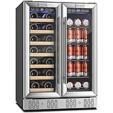 Empava 24" Dual Zone Wine and Beverage Refrigerator Cooler, Freestanding or Under Counter Fridge Chiller with LED Light, 78 C
