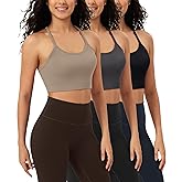 ODODOS Seamless Racerback Sports Bra for Women Ribbed Camisoles Non Padding Yoga Bra Crop Tank Tops