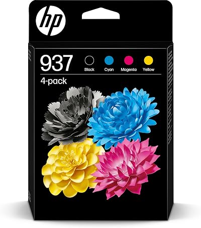 HP 937 CMYK Original Ink Cartridge 4-Pack for OfficeJet Pro 9120e 9130e 9720