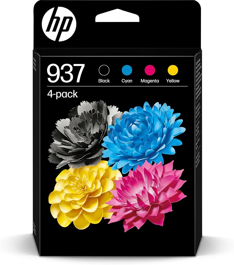 HP 937 CMYK Original Ink Cartridge 4-Pack for OfficeJet Pro 9120e 9130e 9720