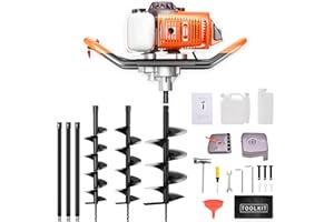 DATINGDAY 72CC Post Hole Digger,2-Stroke Auger Post Hole Digger Gas Powered Earth Digging Engine with 3 Auger Drill Bits (4"& 6" & 8")+3 Extension Rods for Farm Garden Plant