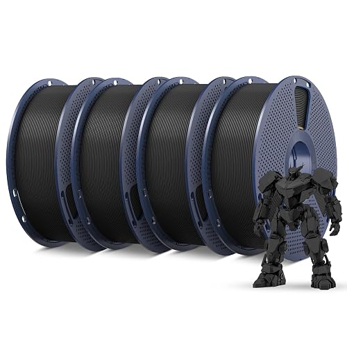 SUNLU PETG Filament 1.75mm 4KG Bundle, Less Stringing and Good Layer Adhesion, Individually Vacuum Packed, 3D Printer Filament 4kg, 1kg per Spool, Pack of 4, 4 Colors, Black+Black+Black+Black