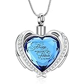 VCCWYQK Crystal Heart Urn Necklace for Ashes for Women Stainless Steel Keepsake Pendant Ash Holder Cremation Jewelry