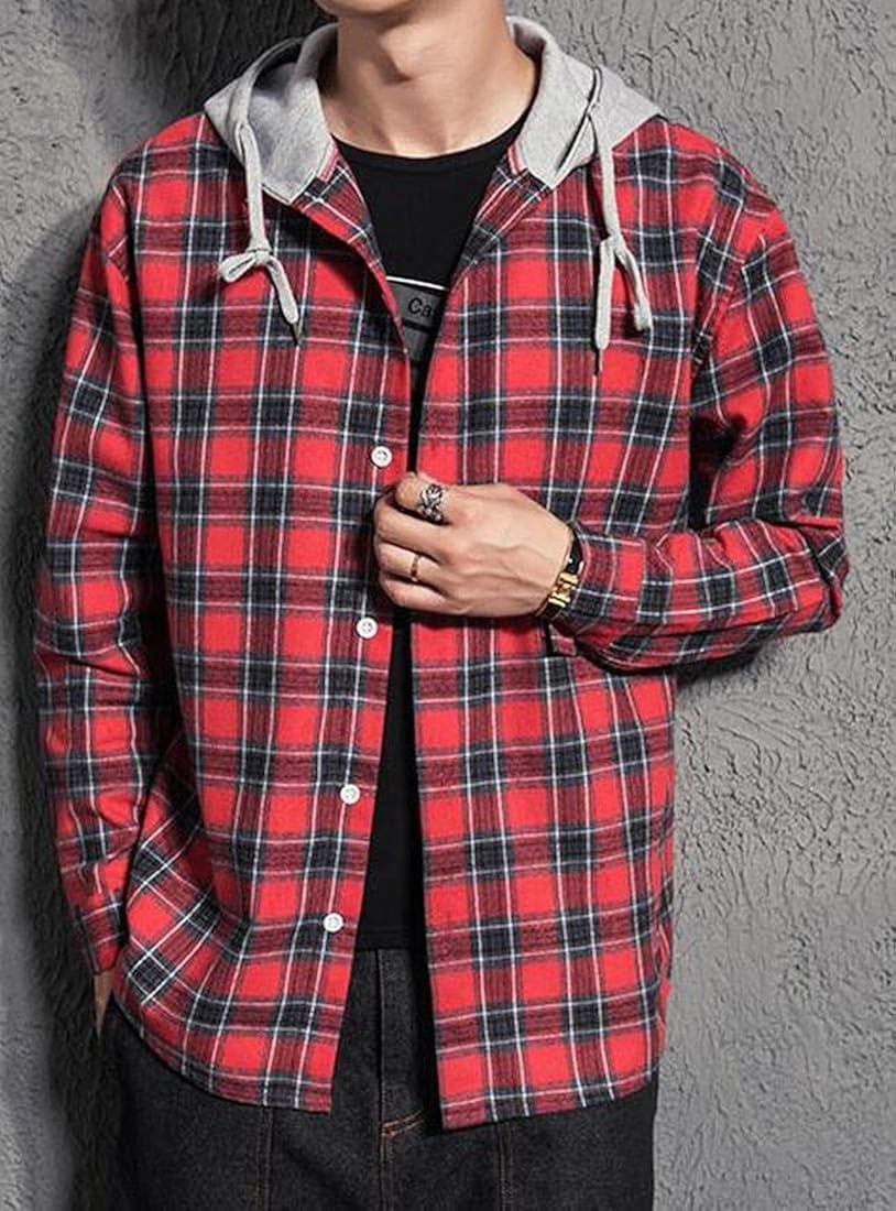button up flannel hoodie