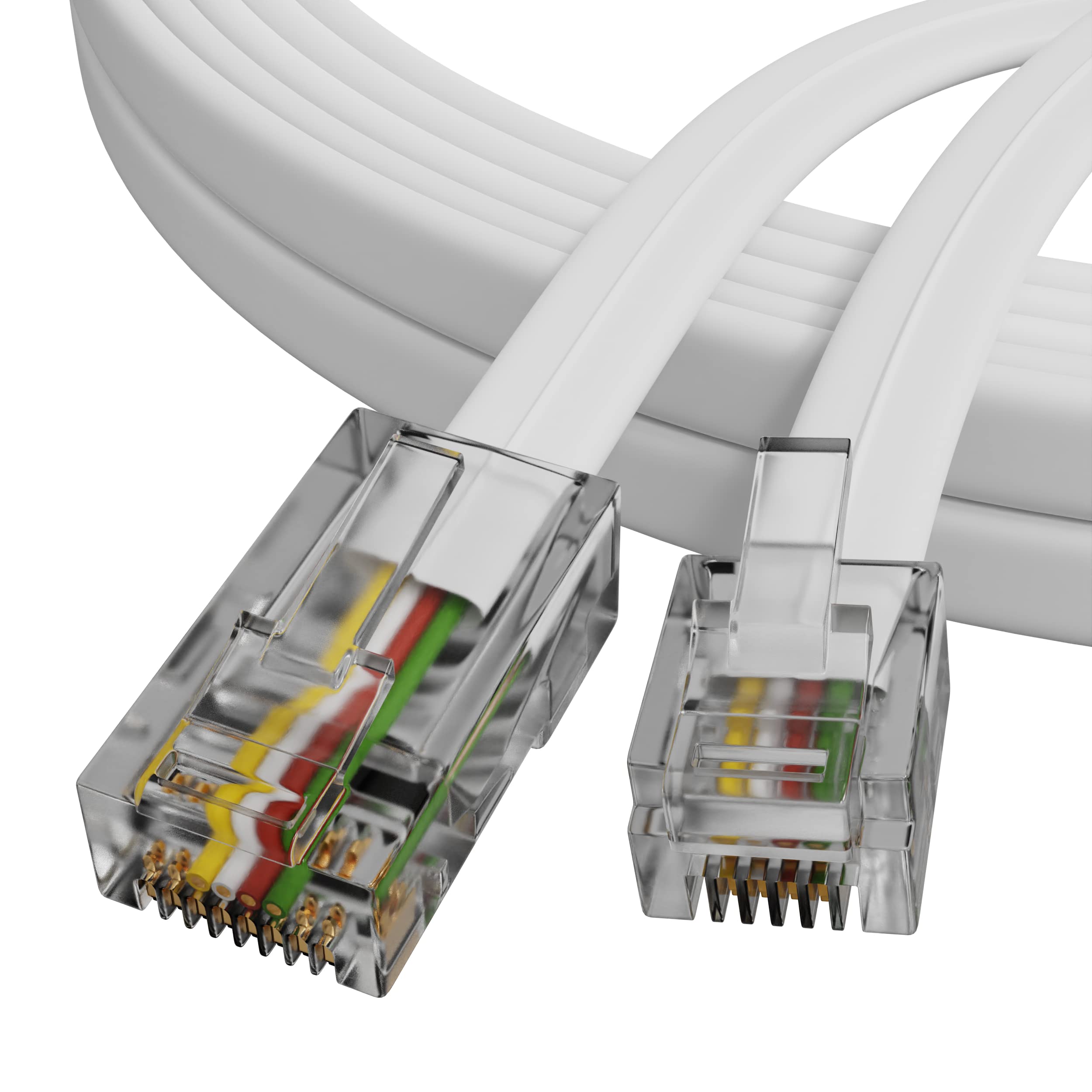 ConnectingU RJ11 Modem/Telephone to RJ45 Ethernet, VoIP, Network Telephone Cable, 5m Long, White