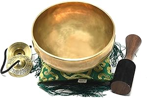 TM THAMELMART FOR BEAUTIFUL MINDS 7" Tibetan Singing Bowl ~ Superb B Crown Chakra Bowl for Meditation, Yoga, Healing, Mindfulness, Relaxation & Sound Therapy ~ Handmade Bowl with Wooden Mallet, Silk Cushion & Tingsha Cymbals included