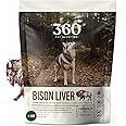 360 Pet Nutrition Freeze-Dried Raw Bison Liver Dog or Cat Treats/Bites, 1-Ingredient, High Protein, No Grain, Made in USA, All-Natural, 4 oz (Bison Liver), Healthy, Training Snacks, Premium Quality.