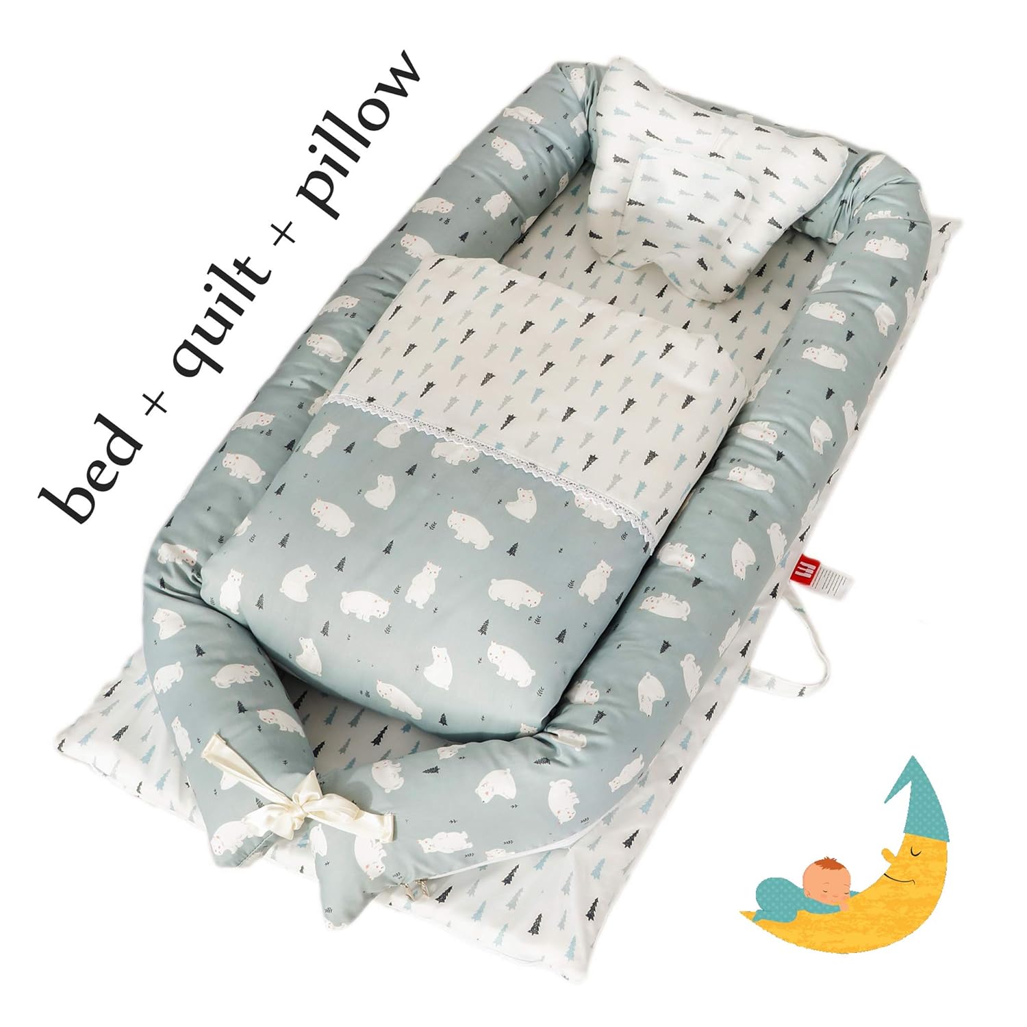 baby bassinet for bed portable baby lounger for newborn crib breathable and sleep nest with pillow