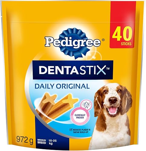 PEDIGREE DENTASTIX Oral Care Original Adult Dog Treats - for Medium Breeds - Reduces Plaque and Tartar Buildup - 40 Sticks 972g Pouch