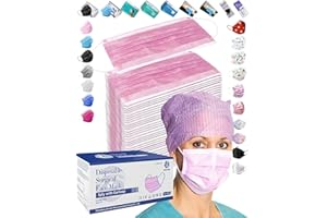 EBAT 50PCS Cute Pink Disposable Comfortable Earloop Face Masks (10 PCS/Bag Sealed,Pack of 5) Medical Grade ASTM Level 2,High Filtration Ventilation Skin-Friendly 3-Ply Fabric (Non-Woven 65%,Melt-Blown 35%)