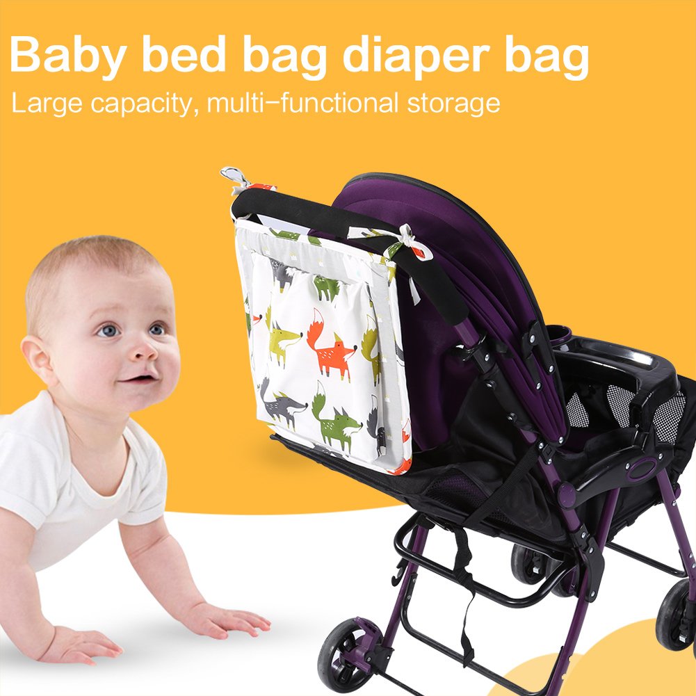 Renard Bebe Sac Pochette De Rangement Suspendu Coton Organisateur De Stockage Multipurpose Pour Landau Poussette Lit Bebe Pochette Bebe Table De Chevet Panier De Stockage En Coton Sac A Couche Accessoires De