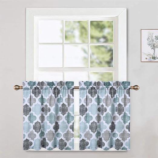Amazon Com Caromio 24 Inch Kitchen Curtains Quatrefoil Trellis