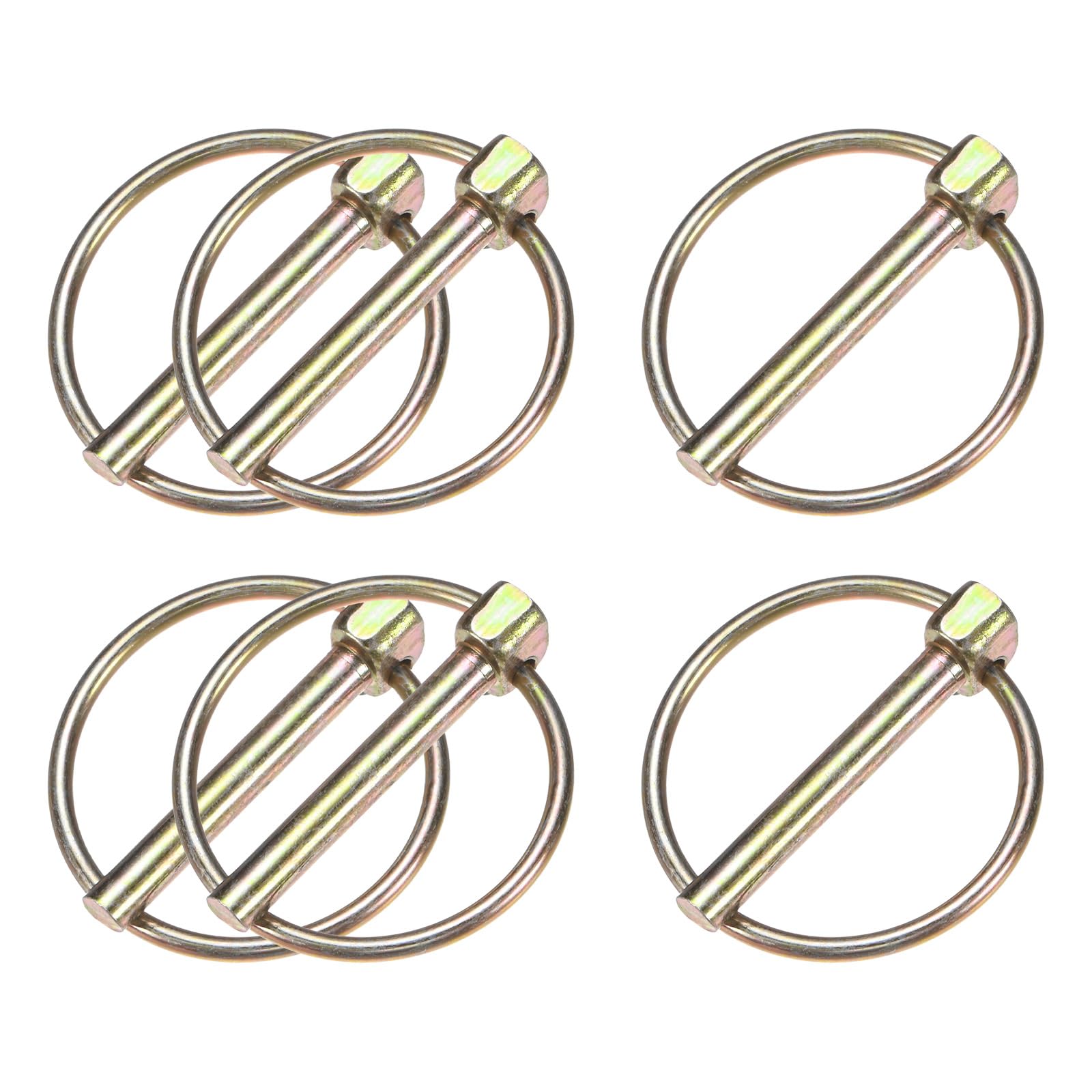 M METERXITY 6-Pack 3/16" Linch Pin with Ring, 1-3/8" Carbon Steel Lynch Pin Trailer Pins for Boat/Truck/Tractor/Trolley/Lawn Mower, Lock Clips Fastener Pin [5x35mm, Colored Zinc]